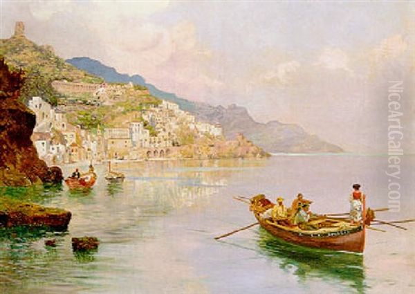 Boating Off The Amalfi Coast Oil Painting by Carlo Brancaccio