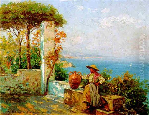 Popolana Sulla Terrazza Oil Painting by Carlo Brancaccio