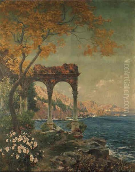 A Coastal Scene Oil Painting by Carlo Brancaccio