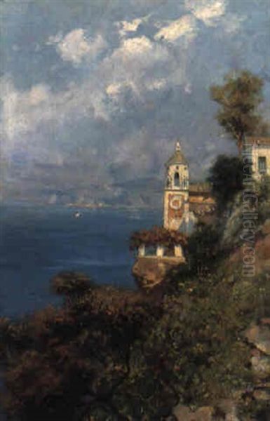 Capo Di Sorrento Visto Da Massalubrense Oil Painting by Carlo Brancaccio