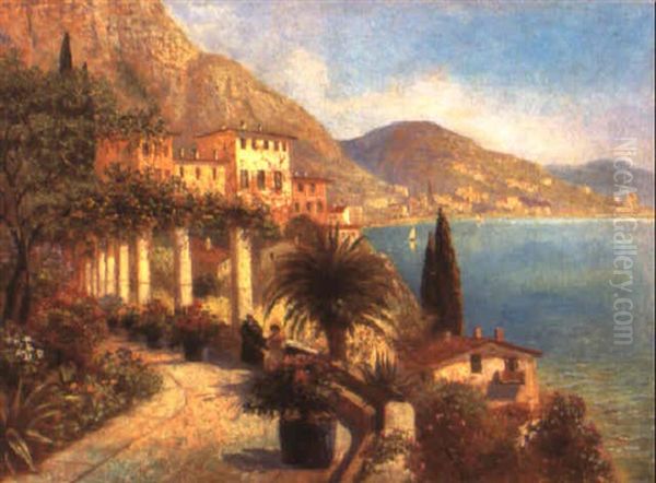 Amalfi Dalla Terrazza Del Convento Dei Cappucini Oil Painting by Carlo Brancaccio