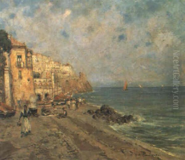 Sulla Spiaggia Ad Amalfi Oil Painting by Carlo Brancaccio