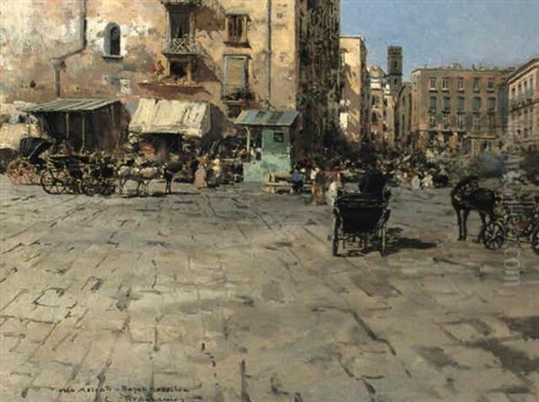 Piazza Mercato, Naples Oil Painting by Carlo Brancaccio