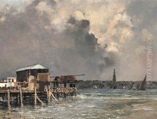 Bagni Alla Marinella, Naples Oil Painting by Carlo Brancaccio