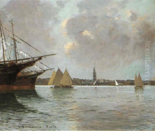 Porto Di Londra Oil Painting by Carlo Brancaccio