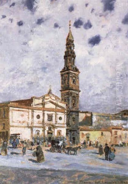 Piazza Del Cannine, Napoli Oil Painting by Carlo Brancaccio