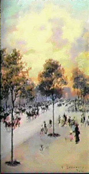 L'avenue Du Bois Oil Painting by Carlo Brancaccio