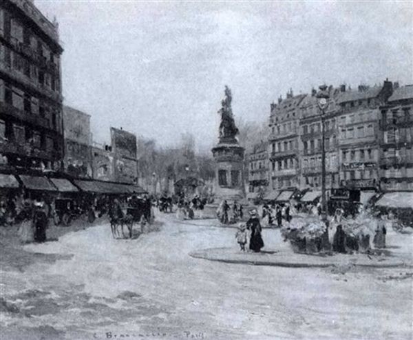 La Place Clichy, Paris Oil Painting by Carlo Brancaccio