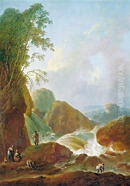 Rocky Landscape With Figures by Christian Hilfgott Brand