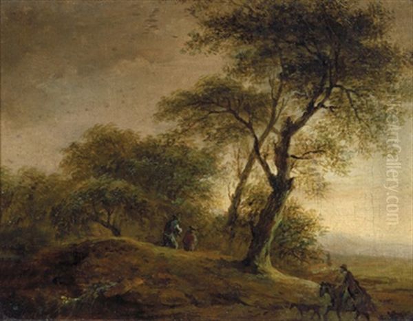 Landschaft Mit Reisenden Oil Painting by Christian Hilfgott Brand