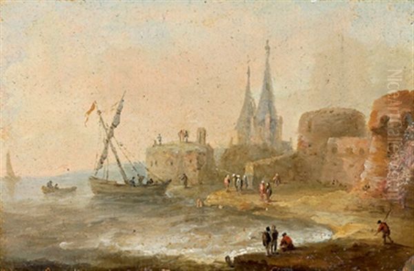 Eine Serie Von Vier Kleinen Landschaftsgemalden Oil Painting by Christian Hilfgott Brand