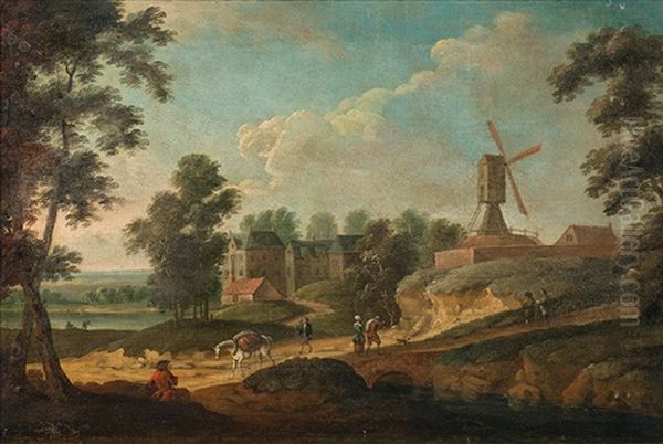 Landscape With Windmill Oil Painting by Johann Christian Brand