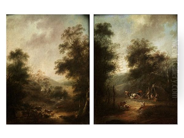 Landschaften (pair) Oil Painting by Johann Christian Brand