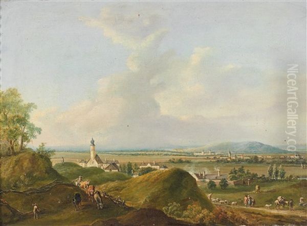 Weite Landschaft Bzw. Landschaft Mit Einem Herrenhaus (pair) Oil Painting by Johann Christian Brand