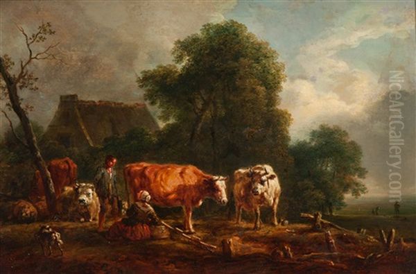 A Chat While Milking The Cows by Johann Christian Brand