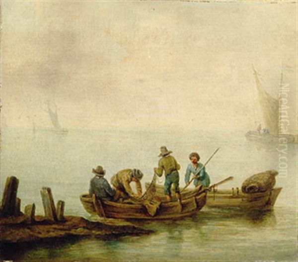 Fischerboote Oil Painting by Johann Christian Brand