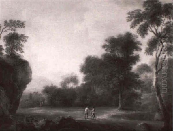 Waldlandschaft Mit Reisenden Oil Painting by Johann Christian Brand