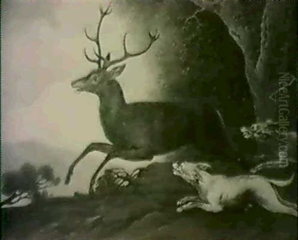 Hirschjagd Oil Painting by Johann Christian Brand