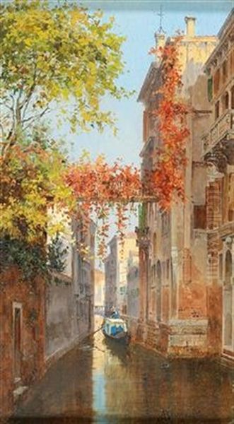 A Canal In Venice With A View Of Palazzo Albrizzi Oil Painting by Antonietta Brandeis