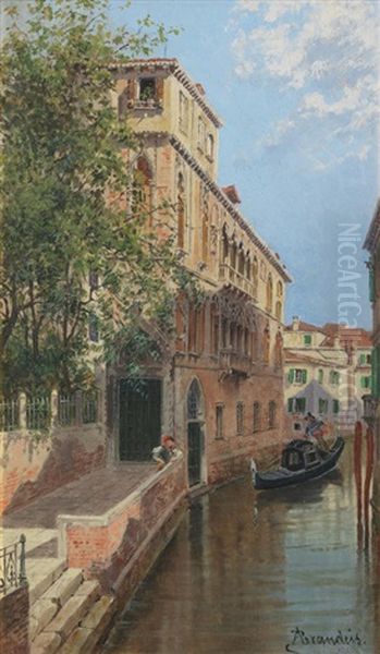 A Venetian Palace Oil Painting by Antonietta Brandeis