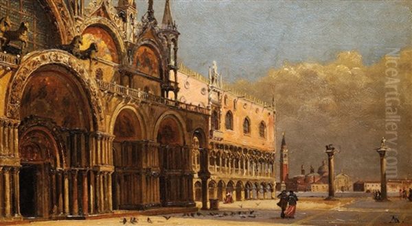 Vetrny Den Na Namesti San Marco Oil Painting by Antonietta Brandeis