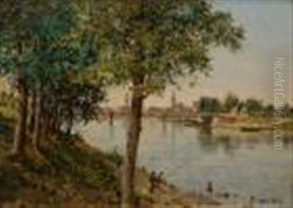 The River Arno At Florence Oil Painting by Antonietta Brandeis