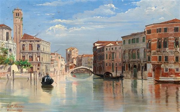 The Grand Canal With A View Of San Geremia And Palazzo Labia Oil Painting by Antonietta Brandeis