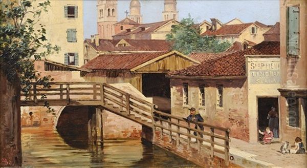 Venice (rivo Della Squera) Oil Painting by Antonietta Brandeis