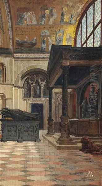 The Zen Chapel At The South East Corner Of St. Mark's Basilica, Venice Oil Painting by Antonietta Brandeis