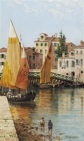 Venetian Barges Oil Painting by Antonietta Brandeis