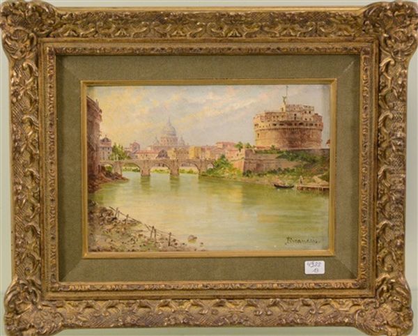 Vue Du Chateau St Angelo Et St Pierre A Rome Oil Painting by Antonietta Brandeis