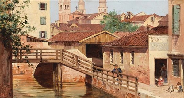 Riva Dello Squero Oil Painting by Antonietta Brandeis