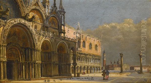 A Windy Day, St. Mark's Square Oil Painting by Antonietta Brandeis