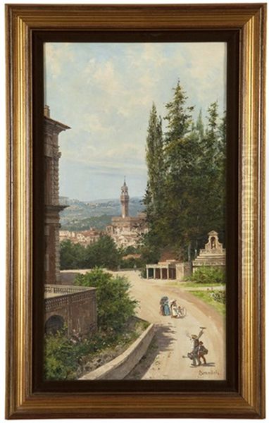 Italian Rural Street Scene With Figures Oil Painting by Antonietta Brandeis