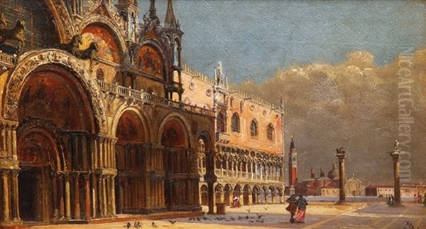 Vetrny Den Na Namesti San Marco Oil Painting by Antonietta Brandeis