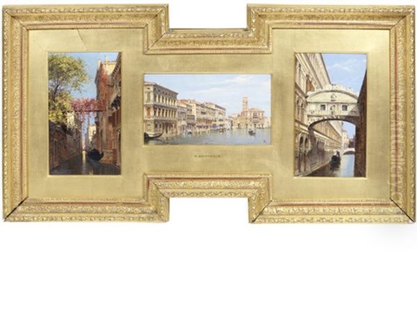 Palazzo Albrizzi; La Volta Del Canal Grande Palazzo Rezzonico, Ca Foscari Ca Bali; Ponte Dei Sospiri (3 Works) Oil Painting by Antonietta Brandeis