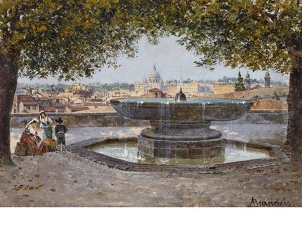 A View Of The Vatican From The Medici Gardens Oil Painting by Antonietta Brandeis