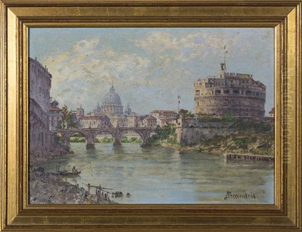 Castel Sant'angelo And St. Peter's From The Tiber River by Antonietta Brandeis