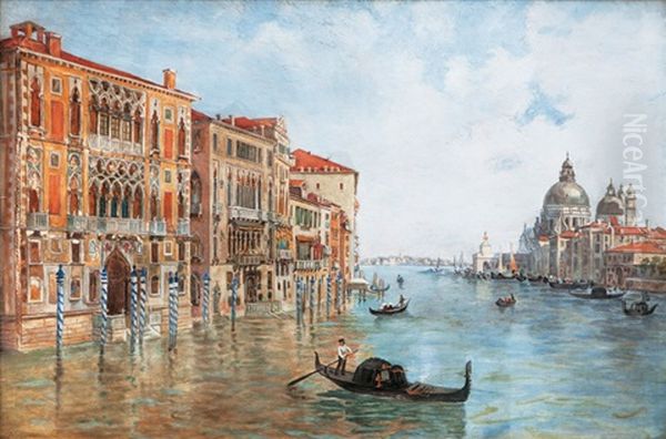 Venice - Canal Grande With S. Maria Della Salute Oil Painting by Antonietta Brandeis