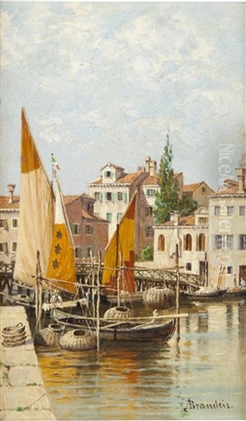 A View Of Venice And  A View Of Florence (pair) Oil Painting by Antonietta Brandeis