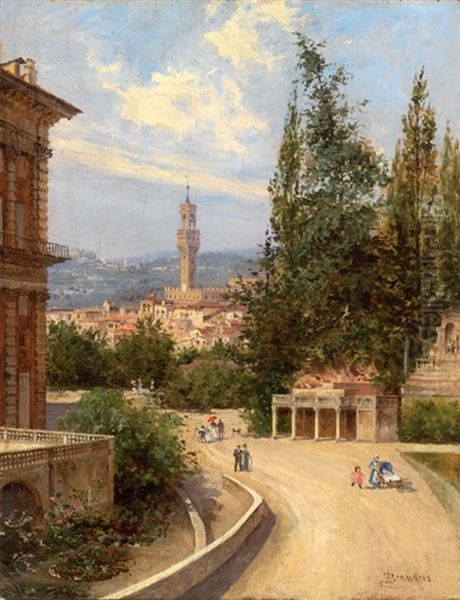 Veduta Di Firenze Dal Giardino Di Boboli Oil Painting by Antonietta Brandeis