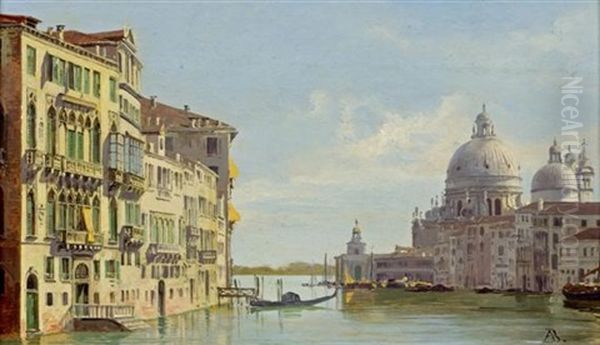 Canale Grande Und Santa Maria Della Salute / Insel Von San Giorgio (pair) Oil Painting by Antonietta Brandeis