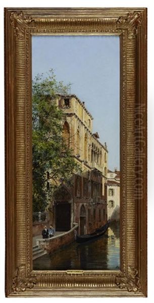 A Venetian Backwater Oil Painting by Antonietta Brandeis