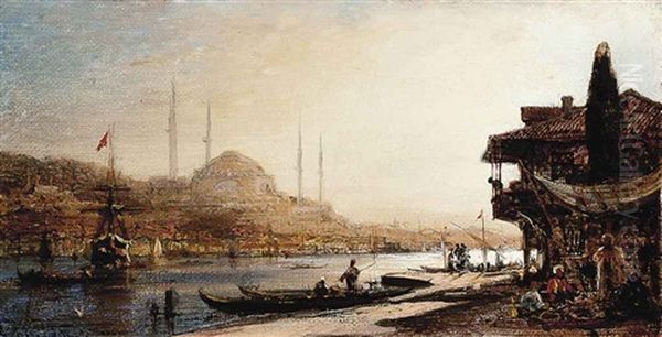 A View Of Hagia Sophia Across The Golden Horn, Istanbul Oil Painting by Antonietta Brandeis