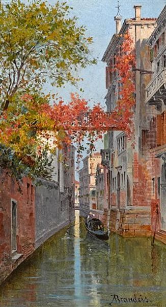 Palazzo Albrizzi; Fishing Boats, Venice (pair) Oil Painting by Antonietta Brandeis