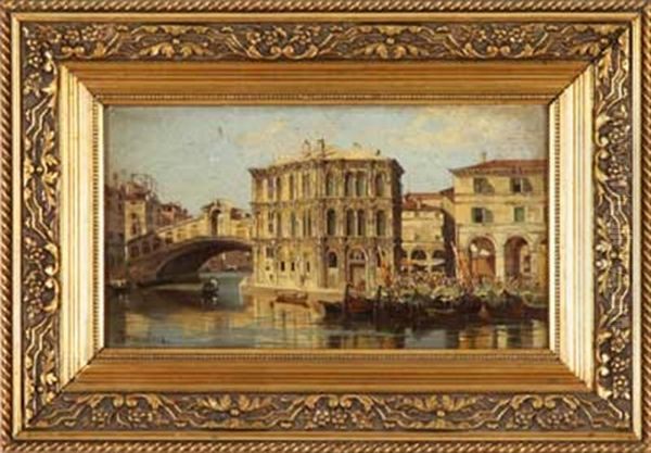 Rialtobrucke In Venedig Oil Painting by Antonietta Brandeis