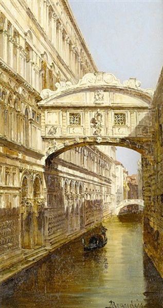 The Bridge Of Sighs (+ St. Mark's Square; Pair) Oil Painting by Antonietta Brandeis