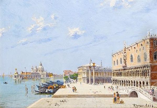 La Piazzetta (+ Palazzo Ducale, Venezia; Pair) Oil Painting by Antonietta Brandeis