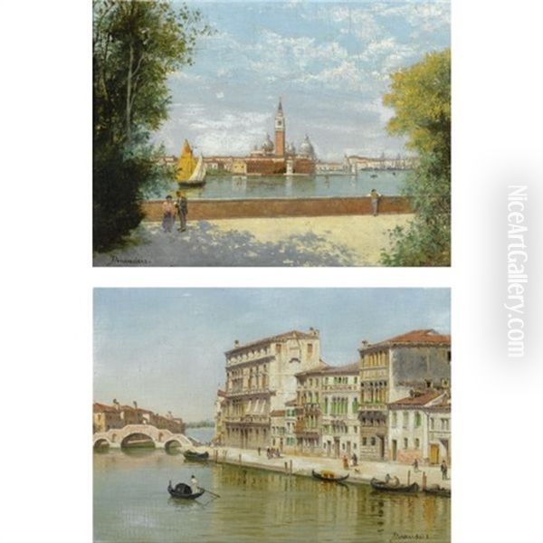 The Campanile (+ The Promenade, Venice; Pair) Oil Painting by Antonietta Brandeis