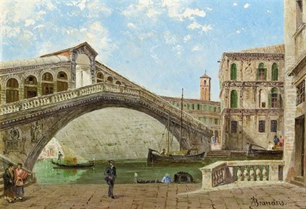 Rialtobrucke In Venedig Oil Painting by Antonietta Brandeis